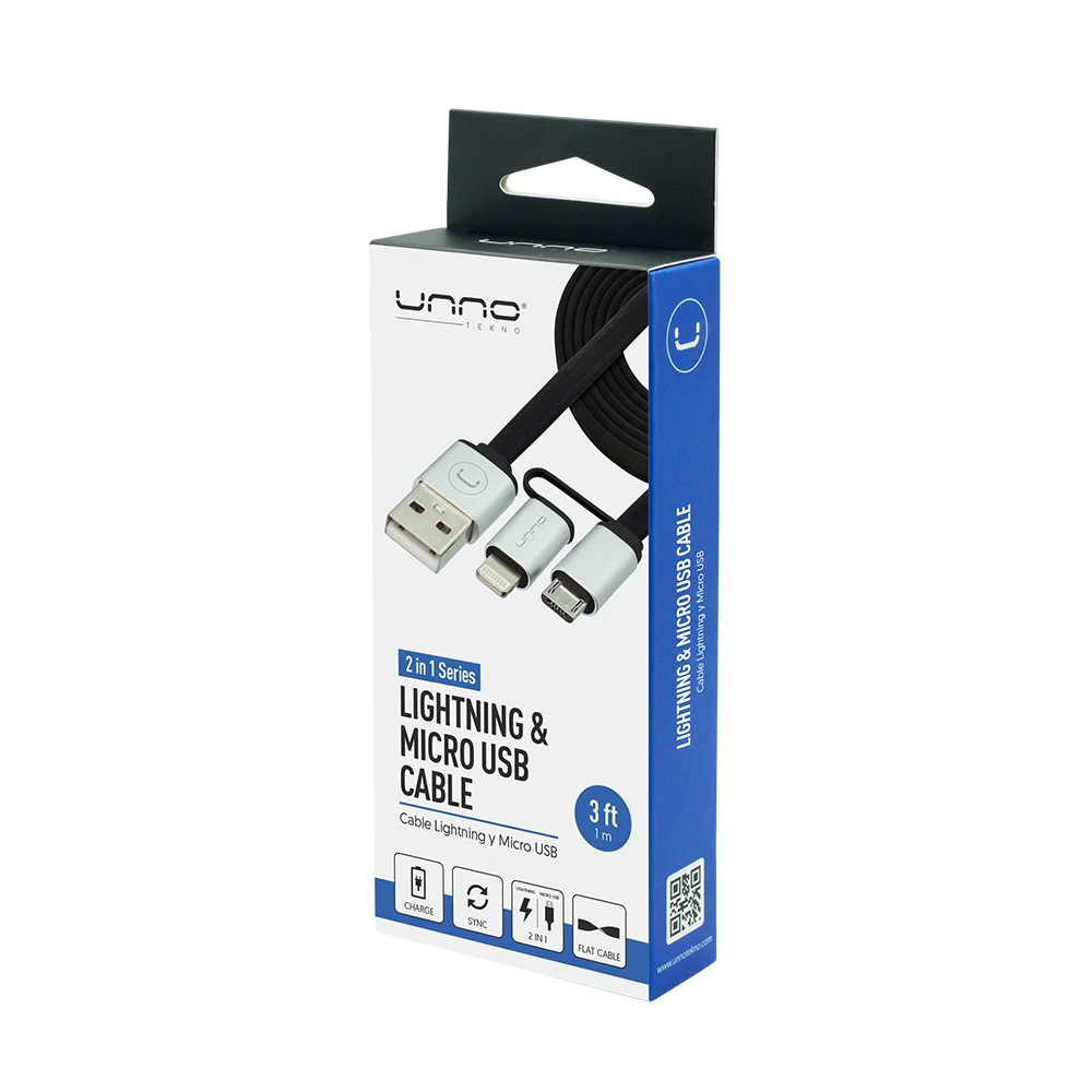 2 IN 1 LIGHTNING & MICRO USB CABLE, 3 FT CB4057SV