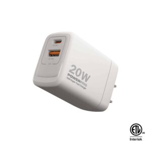 CARGADOR DE PARED GAN DE DOBLE PUERTO POWERPRO [ETL] | PD20W <br/>PW5063WT</BR>