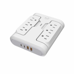 REGLETA DE PARED GIRATORIA POWERPOD 6 EN 1 CON PUERTOS USB<br/>PW5086WT</br>
